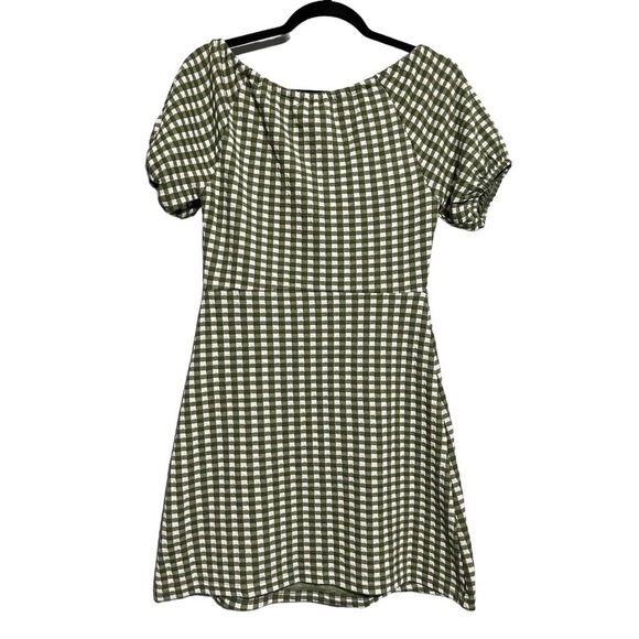 Madewell Jacquard Puff-Sleeve  Mini Dress Gingham Check - Picture 6 of 12